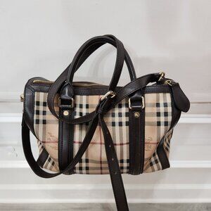 Burberry Alchester Haymarket Medium Bowler Top Handle and CrossbodyBag